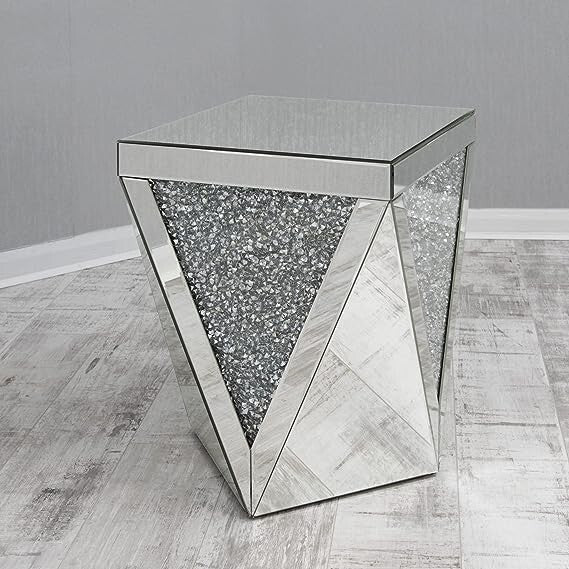 Mirrored diamond side table modern decor