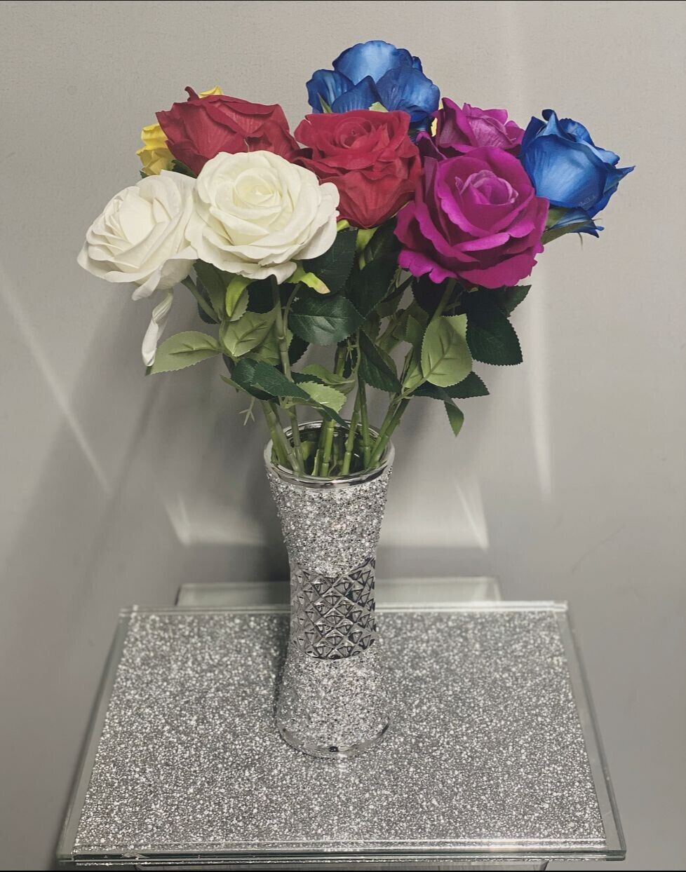 Crushed diamond silver vase