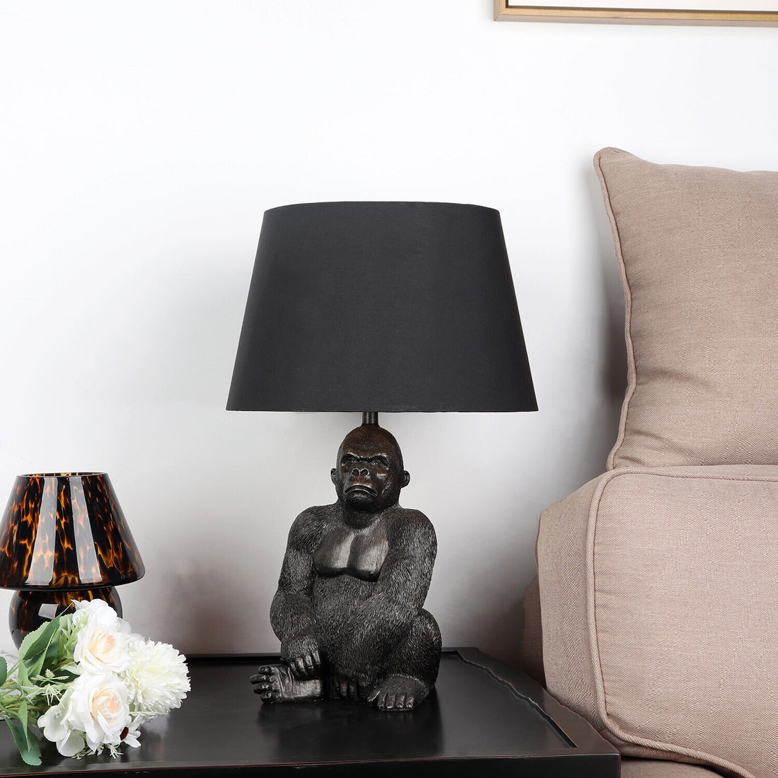 Black gold gorilla table lamp novelty decorative lighting
