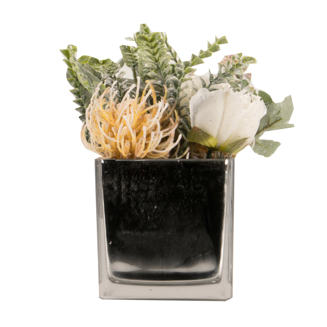 Frosted mirror cube artificial plant décor
