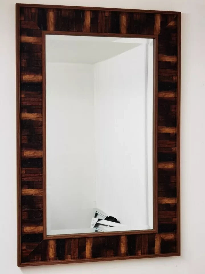Rustic wooden wall mirror 90x60cm