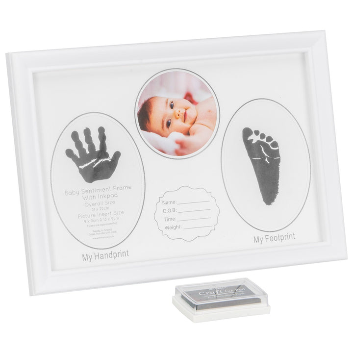 Baby handprint footprint frame kit newborn keepsake nursery gift