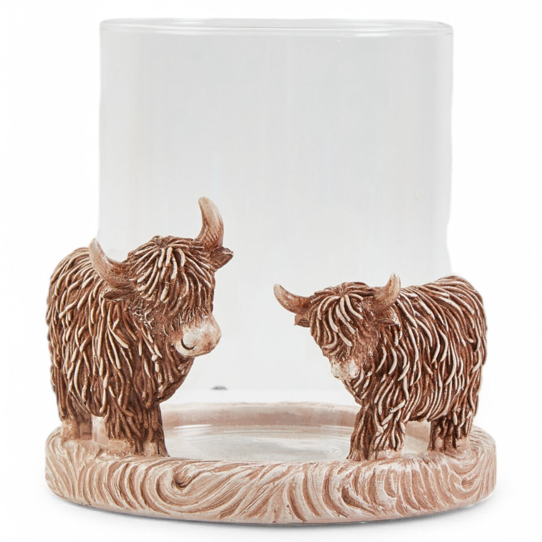 Rustic cow hurricane candle holder decor
