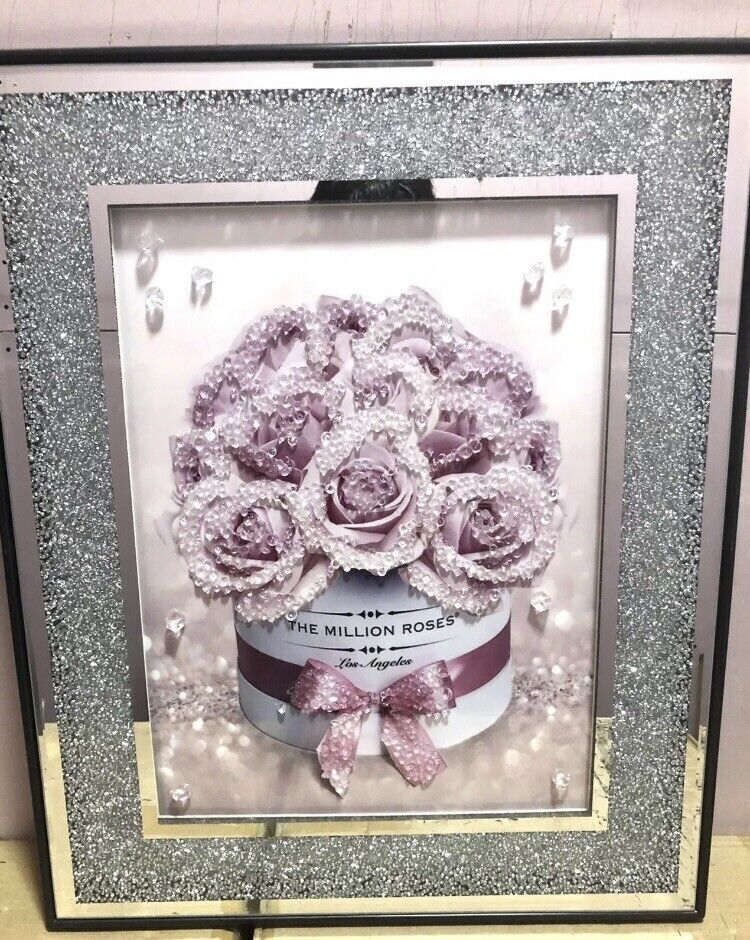 XL crushed diamond horse wagon wall art million roses