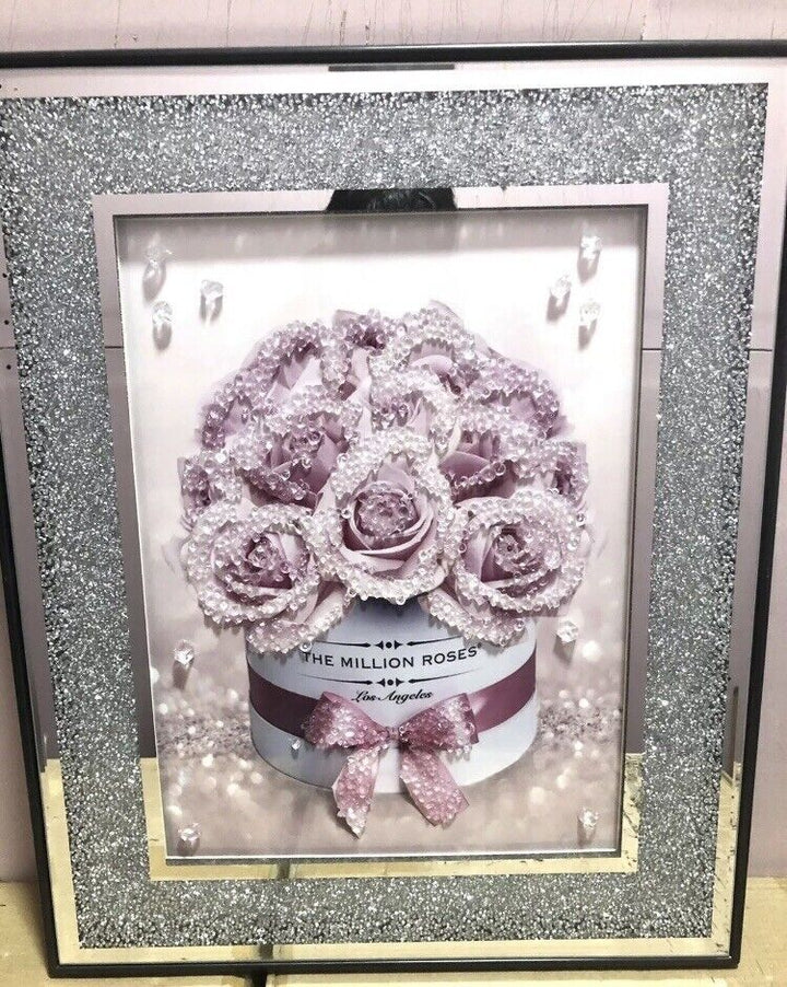 XL crushed diamond horse wagon wall art million roses