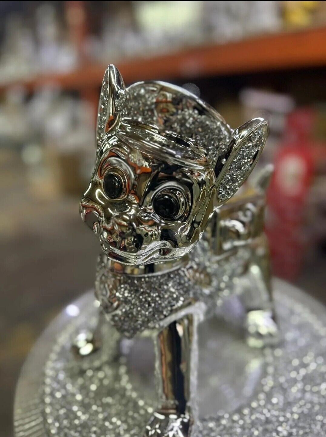 Silver Paw Patrol crushed diamond shelf sitter ornament