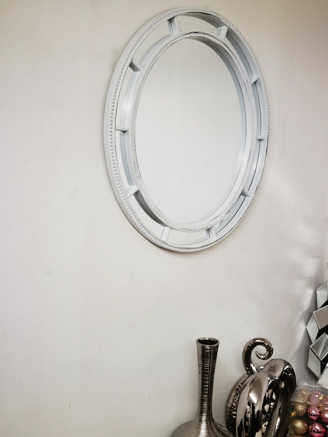 Vintage shabby chic oval window mirror wall decor