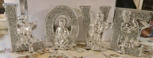 Silver crushed love essences ornament