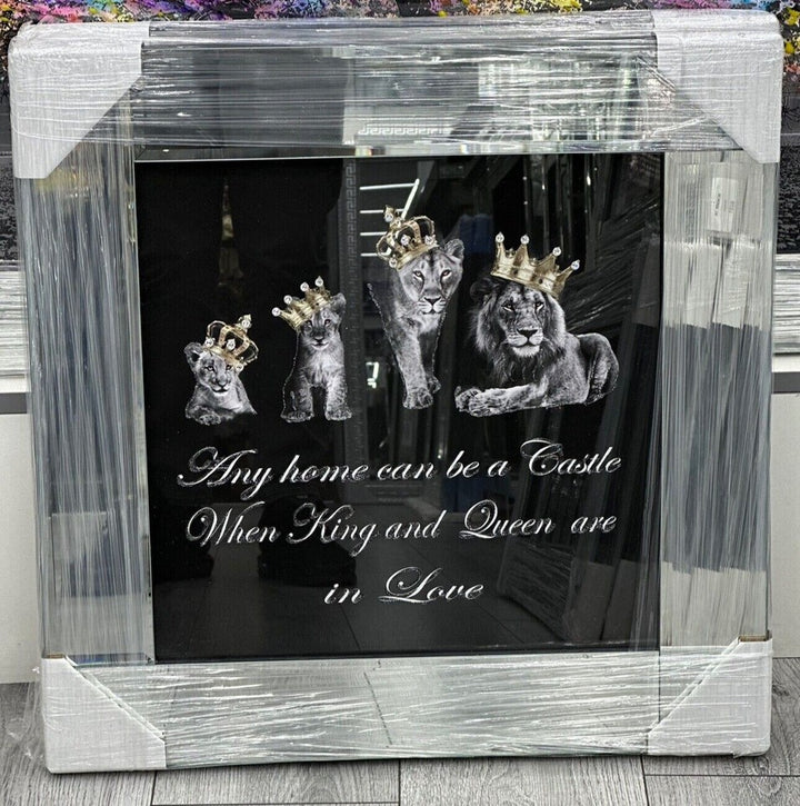 Lion King & Queen chrome liquid art frame 55x55