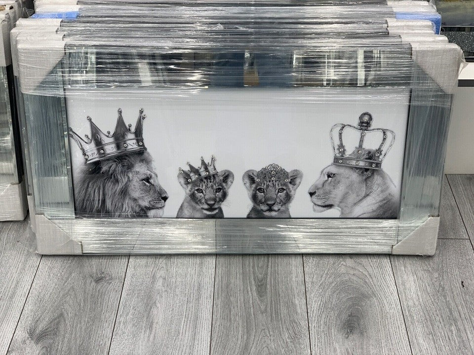 Lion King & Queen chrome liquid art frame