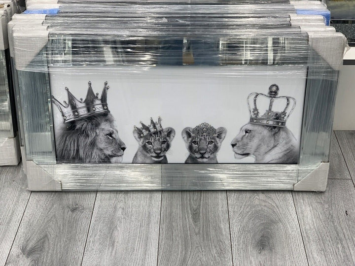 Lion King & Queen chrome liquid art frame