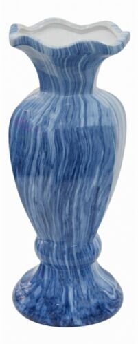 Blue white marble ceramic vase
