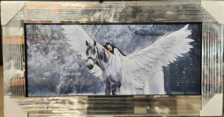 Lady with Horse liquid art wall frame