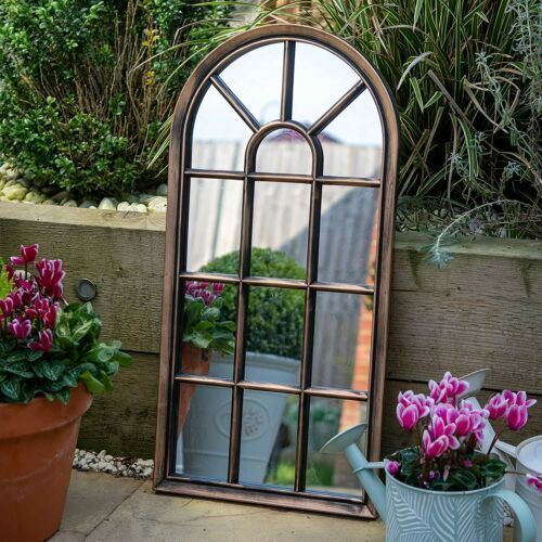 arched window wall mirror bronze decor