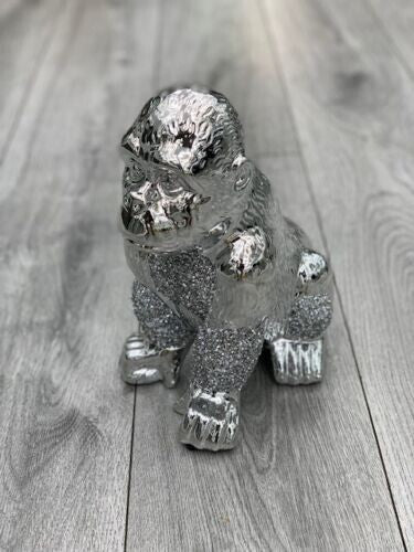 Silver crushed diamond gorilla ornament