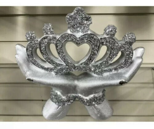 Crushed diamond crown crystal ornament