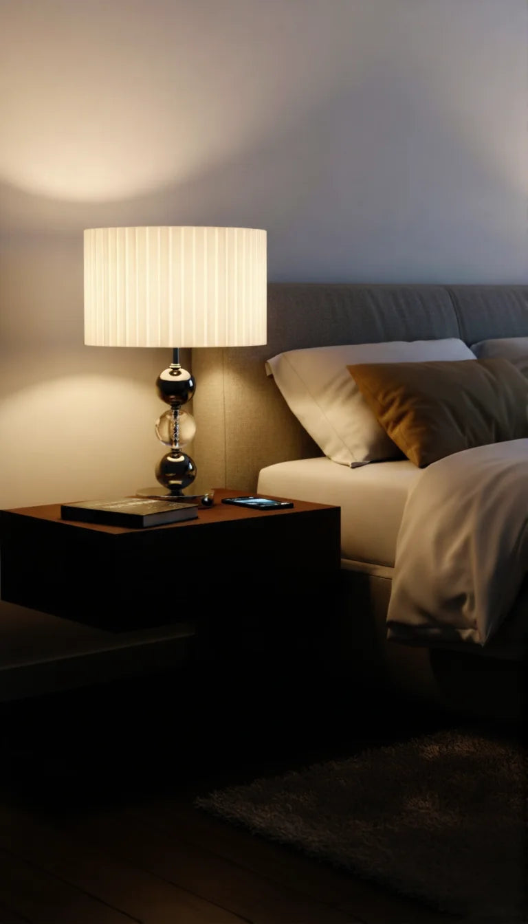 Elegant Glass Ball Table Lamp with Chrome Base – White Glass Shade