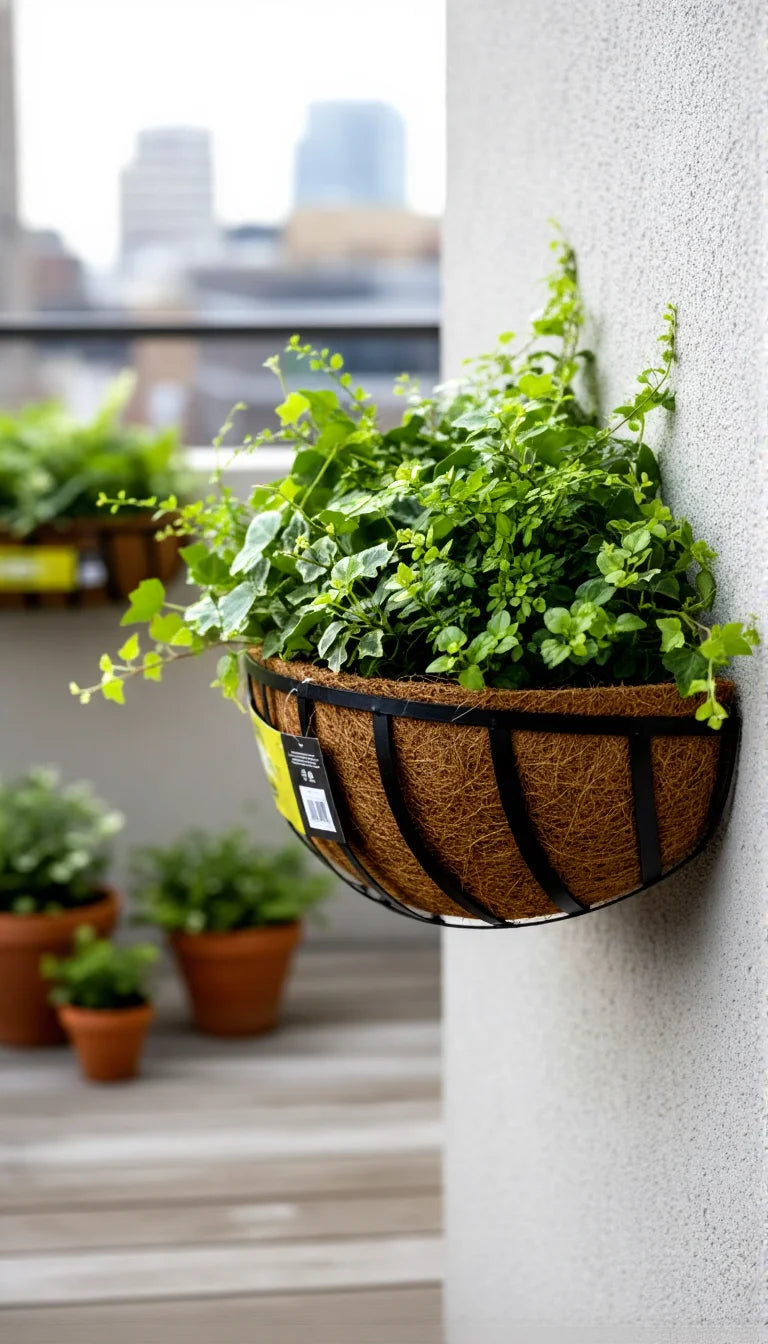 Steel Wall Planter with Coconut Fibre Liner – 62cm Hanging Garden Planter